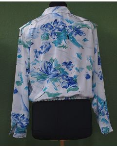 Blomstret Vintage blusejakke fra Eurofashion, str. 40, 80erne