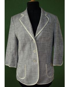 Grånistret Vintage jakke med 3/4 lange ærmer fra Delmod, str. 38, 80erne