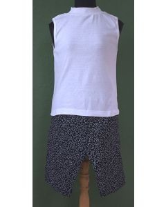 Vintage sæt med hvid top og sorte shorts, str. 38, ubrugt