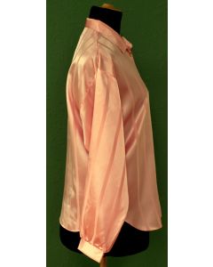 Rosa skjortebluse i blank satin fra Eurofashion, str. 38. Fin og velholdt, ingen brugsspor