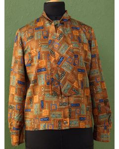 Vintage skjortebluse i gyldne nuancer, str. 36/38, ubrugt