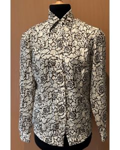 Vintage skjortebluse med rosenmønster, str. 36, 80erne