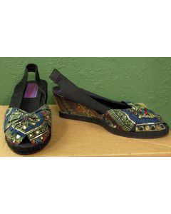 Vintage slingback i stof fra italienske Lady, str. 38, 80erne