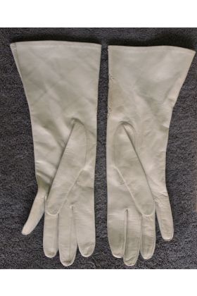 Cremefarvede, semilange vintage handsker, str. 7½
