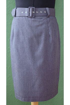 Koksgrå  nederdel, str. 40, 80erne