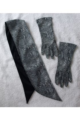Vintage handsker i str. 7 med matchende tørklæde, 70erne