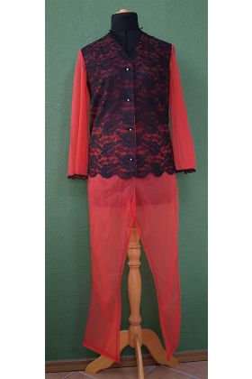 Vintage negligee/pyjamas med fine blonder fra Frivolités, 70erne