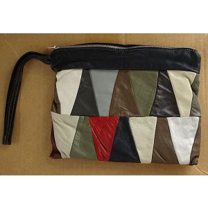Vintage clutch i skind med flere farver, 70s. Ubrugt