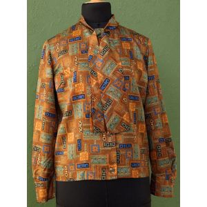 Vintage skjortebluse med bindebånd, str. 36/38, 70erne