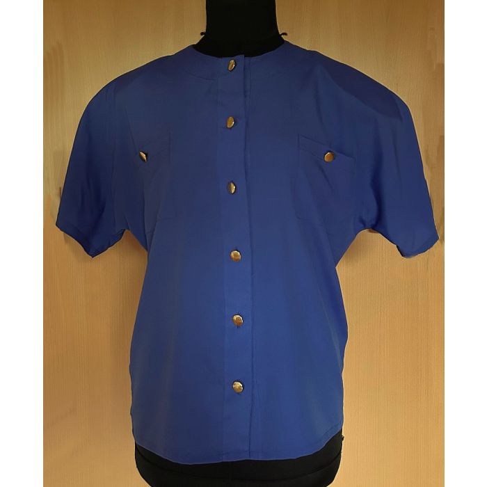 Blå vintage bluse med vingærmer fra Magasin, str. 36, ubrugt