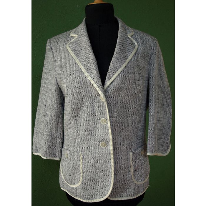 Grånistret sommerjakke med 3/4 lange ærmer fra Delmod, str. 38, ubrugt