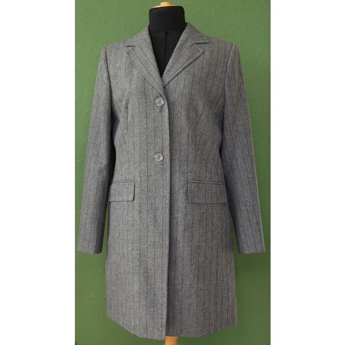 Lang, gråstribet blazer, str. 36, ubrugt