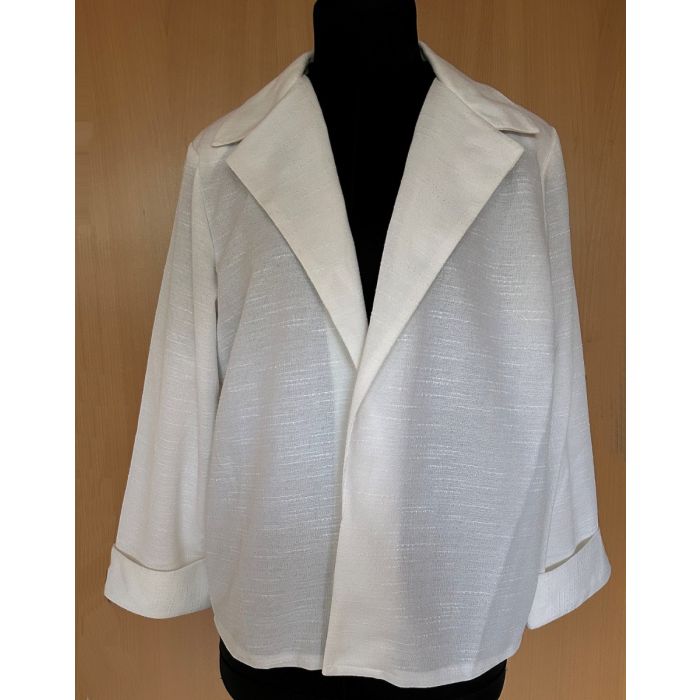 Hvid, vintage jakke med 3/4 lange ærmer, str. 40, ubrugt