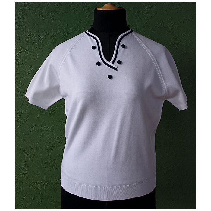Hvid vintage strikbluse fra danske Simotex, str. 38, ubrugt