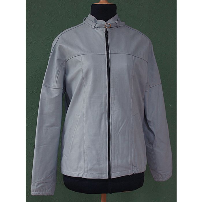 Lysegrå vintage jakke i skind, str. 36/38, ubrugt