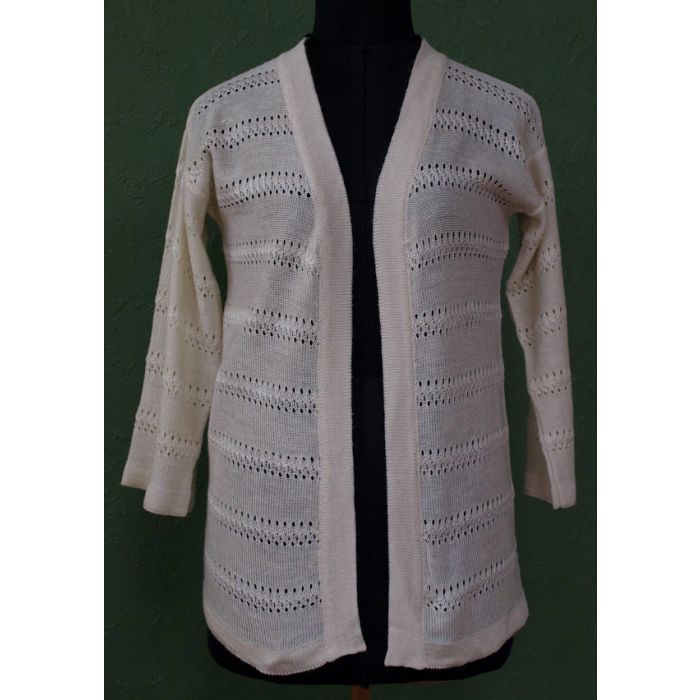 Råhvid strik cardigan fra Micha, str. 38, ny