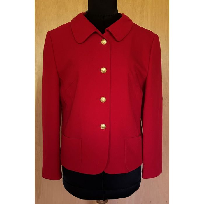 Kort, rød jakke formentlig fra Brandtex i str. 38, velholdt