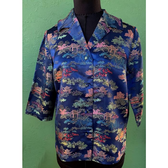 Vintage bluse med kinesiske motiver