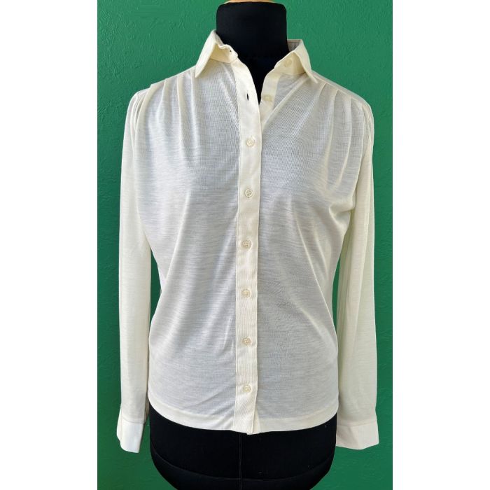 Vintage skjortebluse i jersey, str. 38. Velholdt