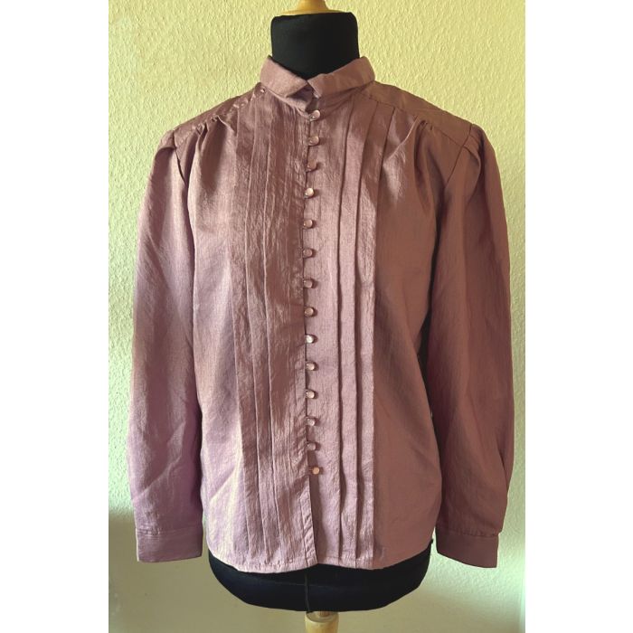 Lyngfarvet vintage skjortebluse fra Pierre Alexandre, str. 40, ubrugt