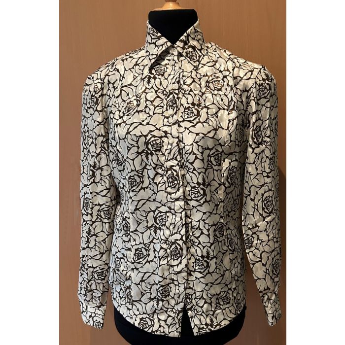 Vintage skjortebluse med rosenmotiver, str. 36, ubrugt