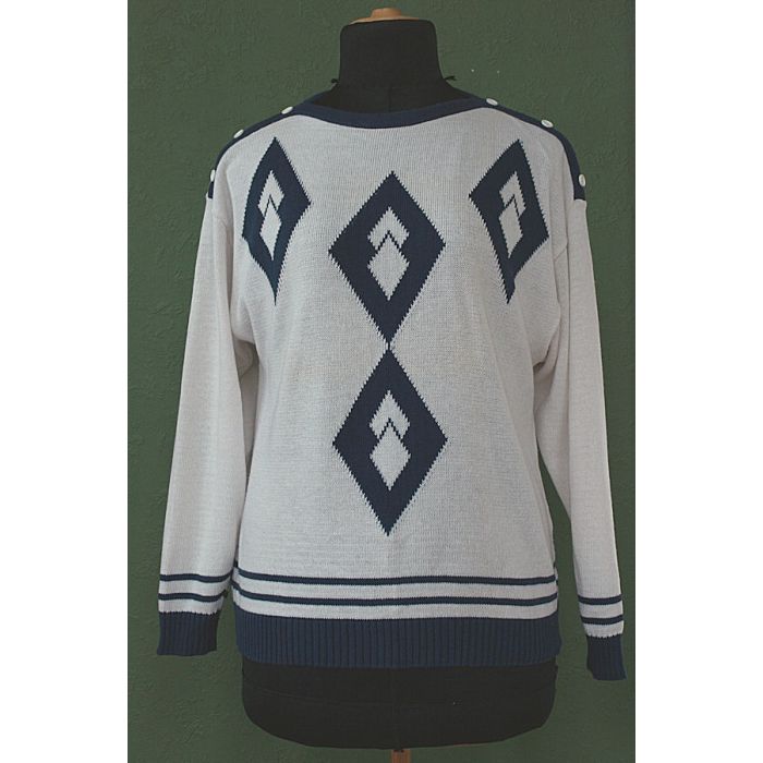 Vintage strikbluse i bomuld og polyakryl, str. 38. Velholdt ingen brugsspor