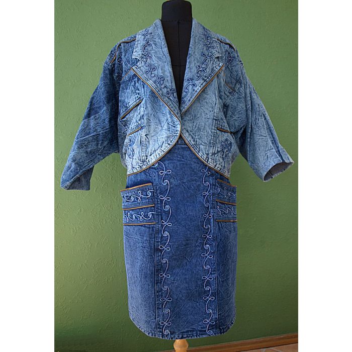 Superflot vintage sæt i denim, str. XL