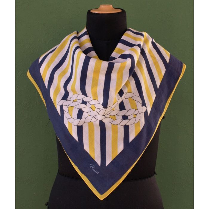 Vintage tørklæde med maritime motiver, 74x74 cm