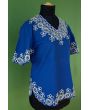 Blå vintage bluse med broderier