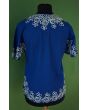 Blå vintage bluse med broderier, her set bagfra