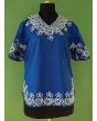 Blå vintage bluse med broderier, str. 38