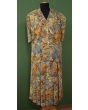 Vintage sæt i to dele med blomster og eksotiske frugter, lækker kvalitet i viscose, str. 38, ubrugt 