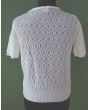 Hvid vintage bluse i mønsterstrik fra engelske jb, Str. M, her set bagfra