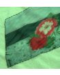 Lyseblåt plisseret vintage tørklæde med blomstermotiver, fra Japan