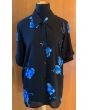 Sort skjortebluse med bl blomster fra Michael Gold, str. M, ubrugt