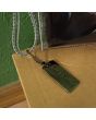 Sort vintage clutch i satinstof, logo