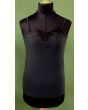 Sort vintage top med blondeindsats, fra Via Roma, str. S/M
