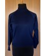 Marineblå vintage bluse med turtleneck, fra Cashi. Str. 36/38, ubrugt