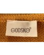 Karryfarvet strik cardigan fra Godske, str. 38, logo