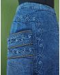 Superflot vintage sæt i denim, str. XL, her ses nederdelens fine detaljer