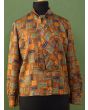 Vintage skjortebluse i gyldne nuancer, str. 36/38, ubrugt