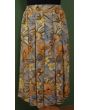 Vintage sæt i to dele med blomster og eksotiske frugter, lækker kvalitet i viscose, str. 38, her ses sættets nederdel
