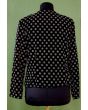Jakke i sort velour med hvide bomber i str. 36/38, fra Sara of London, her set bagfra
